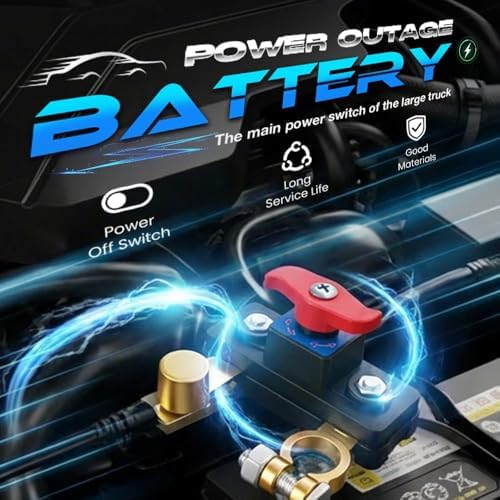 Car Battery Power Cut-Off Switch, Pure Copper, 200A, 12V/24V, Twist-to-Lock, for Cars, Trucks, RVs and Marine (Silvery)