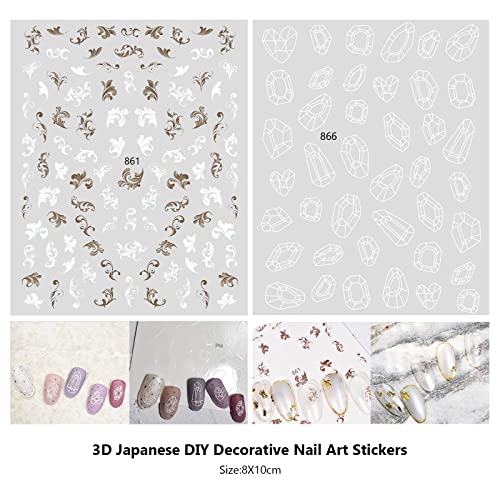 X&D Nail Art Stickers 6 Sheets Self Adhesive Colorful Marble Pattern Stickers For Gel Nail Art, Nail Accessories #TOP2