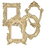 Ipetboom 4 Mini Marcos de Fotos Vintage de Resina Dorados, Mini Marcos Ornamentados Pequeños para Decoración de Fiestas, Manualidades y Exhibición de Joyas Estilo Europeo