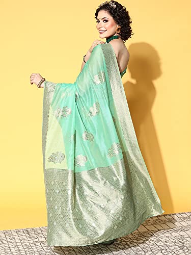 Image of AKHILAM Women's Woven Design Floral Cotton Blend Saree With Unstitched Blouse Piece(FF02VMIKA20 Parent)