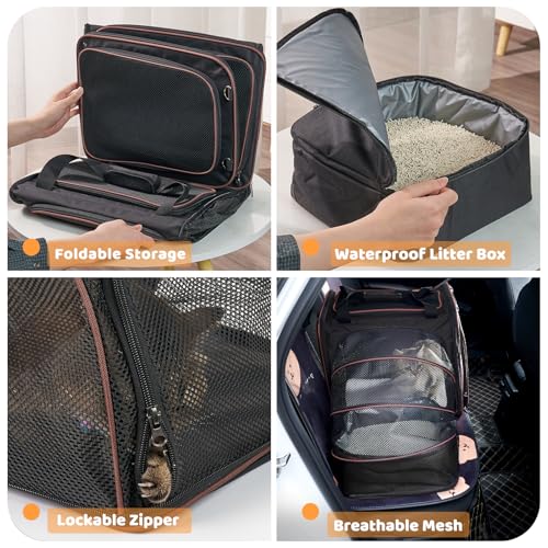 A.FATI transportador de viagem para gatos com caixa de areia, transportador de gatos para viagens de