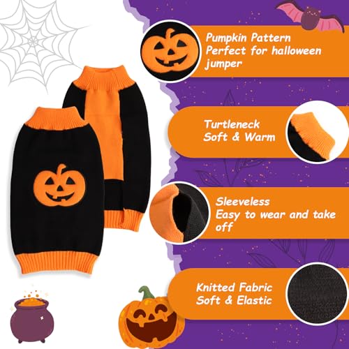 Hundepullover Halloween Kostüm Hund Kürbis Hunde Pullover Warme Halloween Hundepullover für Kleine Mittelgroße Grosse Hunde Party Geschenk für Haustier Puppy und Katzen Schwarz XXL