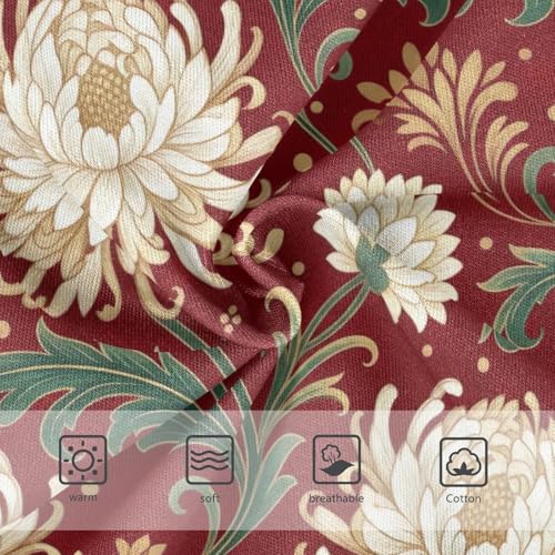 Chrysanthemum Floral Red Vintage Underwear for Girls, Toddler Panties, Cotton Underwear for Girls, 2–8 Years3