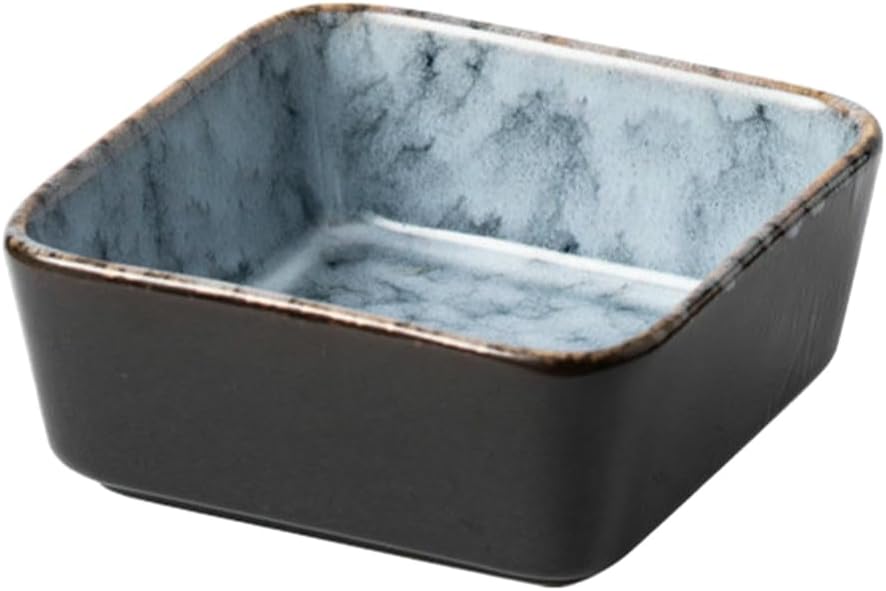 Japanese Solid Color Kiln Becomes Cute and Delicate Square Ceramic Dip Sauce Dish-3 Inch Dip Sauce Dish Black(3.5In Dip Sauce Dish White)
