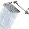 Voolan Rain Shower Head with 11" Extension Arm - High Pressure Rainfall Showerhead - Luxury Modern Look - Comfortable Shower Experience Even at Low Water Flow (Square, Brushed Nickel)