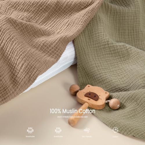 Image of lulumoon Muslin Bassinet Sheets 3Pack: Fitted Most Bedside Sleeper Mattress | Soft Cotton Bassinet Mattress Sheets for Baby - 33x21 inch Flexible Fit for Baby Delight Dream on Me and Other Rectangle pads