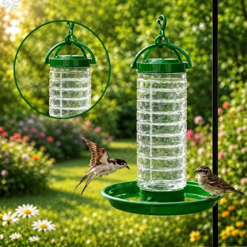 Image of Hanging Bird Feeder for Outdoor Garden - Large Plastic Wild Bird Food Feeder Station for Balcony, Yard & Patio (Combo)