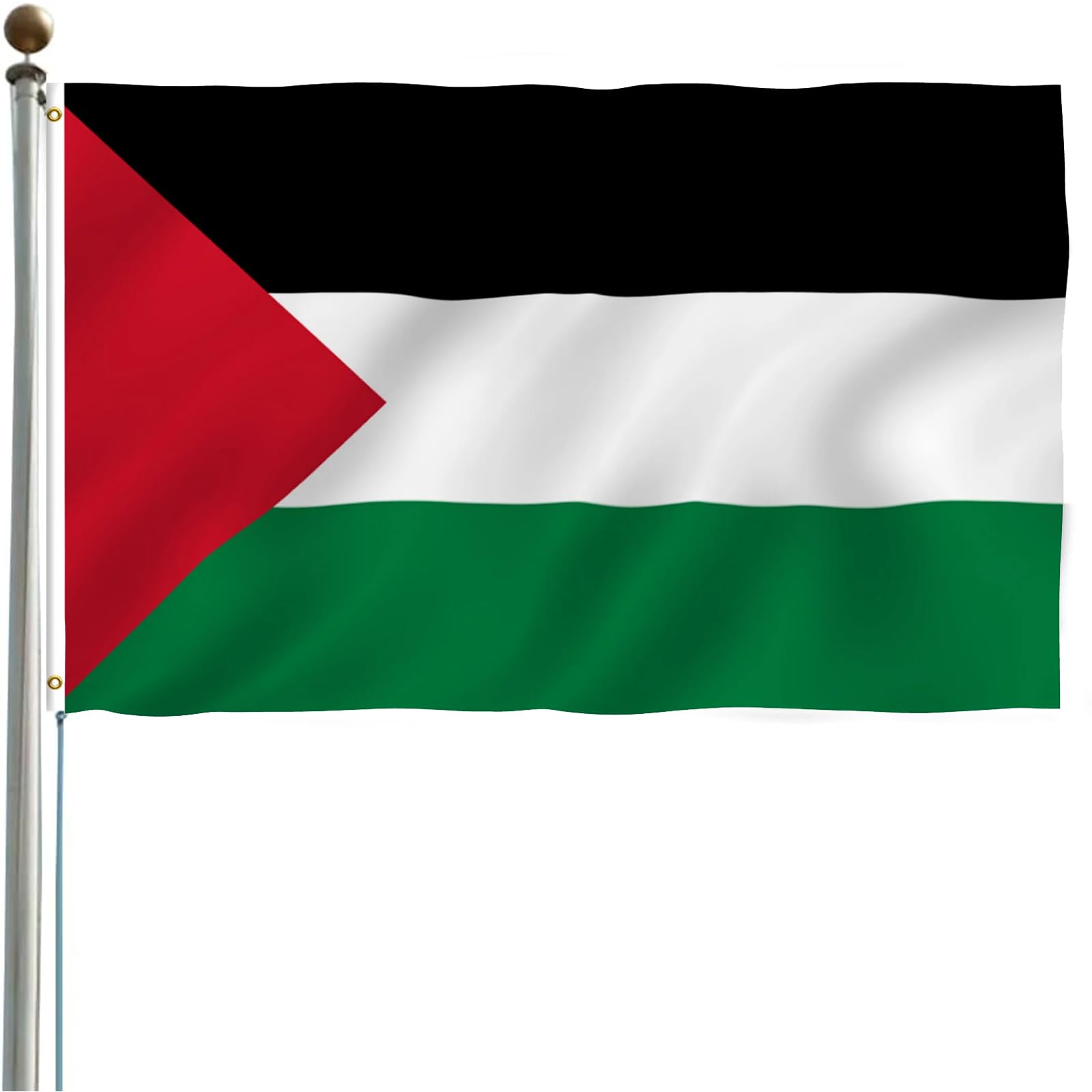 Bandiera Palestinese 90x150 Cm - Poliestere 100D Con Occhielli In Ottone, Per Interni Ed Esterni