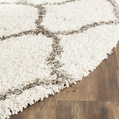 Image of Handwoven Microfibre 3D Rug for Living Room (Ivory & Grey Moroccan, 10 X 10 Feet (Round), Microfibre)