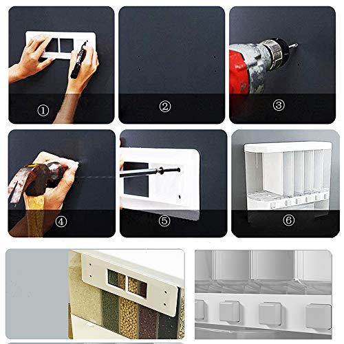 352.7 Oz Wall Mounted Laundry Scent Beads Dispenser- 6-Grid 12L Large Capacity Storage Dry Food Dispenser, Laundry Scent Beads, Free Control of Food Output
