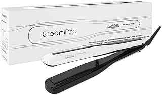 L’Oréal Professionnel, Plancha de Pelo Profesional con Tecnología a Vapor, para un Cabello Liso y Ondas Naturales, Enchufe Europeo, Color Blanco, Steampod
