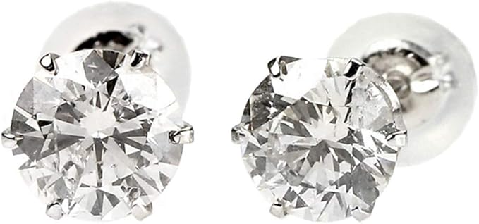 Amazon 宝石の森 ダイヤモンド ピアス 大粒 1カラット プラチナ Pt900 1ct シンプル ダイヤピアス スタッド 一粒留め 左右セット シンプル 鑑別カード付き ジュエリー 通販