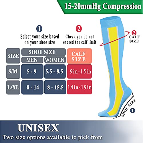 Image of QUXIANG Copper Compression Socks for Women & Men Circulation (8 Pairs) - Best for Running Athletic Cycling - 15-20 mmHg