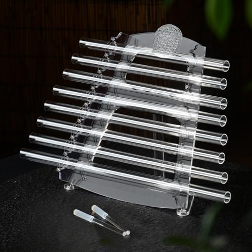 CVNC 432HZ 8 Note CDEFGABC Quartz Crystal Singing Harp with Flower of Life Pattern Including Bracket Alumina Carrry Case for Sound Bath and Meditatiion