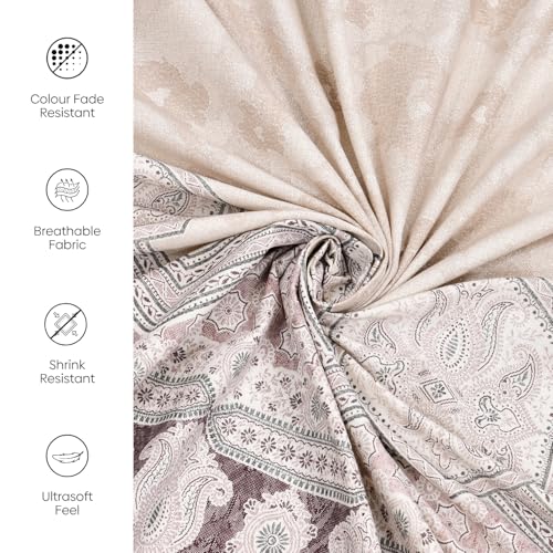 Image of Rivermoor 144 TC Cotton Bedsheet for Queen Double Bed with 2 Pillow Covers | Flat Bedsheets | White Floral Pattern | 90 x 100 Inches