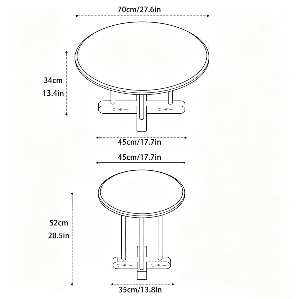 Table basse ronde milieu siècle, noyer & pierre frittée résistante chaleur