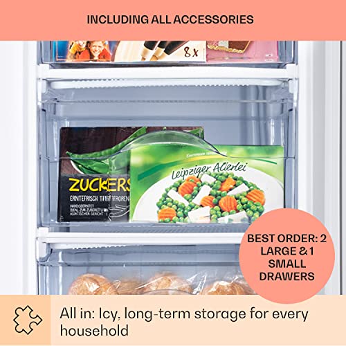 Klarstein Free Standing Freezer Fridge Mini Freezer for Bedrooms, Home & Office- 64 litres Net Capacity, Energy Efficiency Class A ++, 3 Drawers, Height-Adjustable Feet Mini Ice Cube Maker & Scraper - Image 6