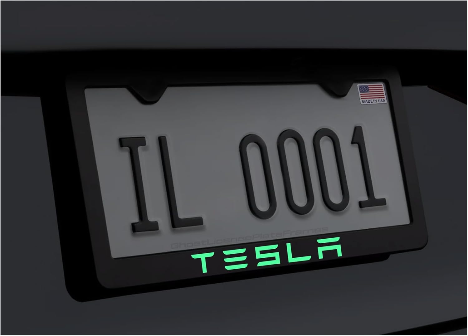 Glowing License Plate Frame for Tesla Premium Stainless Steel Black Metal
