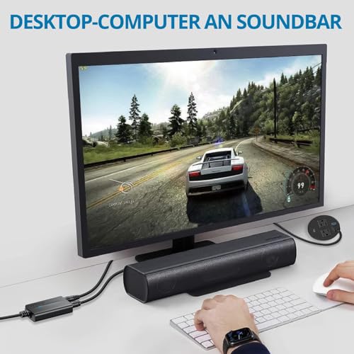 Image of AUTOUTLET 3.5mm to Optical Converter, 48Khz Audio Sample Rate, Supports Uncompressed 2-Way PCM Digital Audio Signal Output, Built-in 1.2m 3.5mm Cable, Suitable for Laptop, Computer, Projector, etc