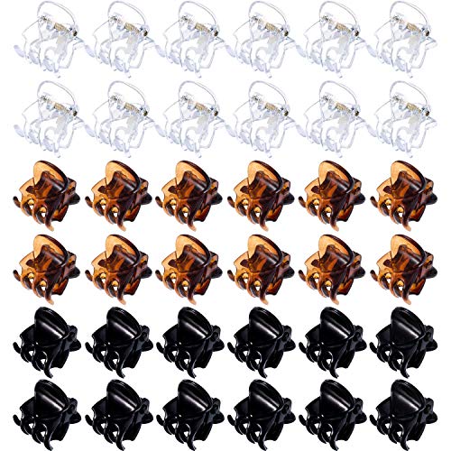 Hotop 72 Pieces Mini Hair Clips Plastic Hair Claws Pins Clamps for Girls and Women, Small No-Slip Claw Clips Tiny Plastic Jaw Clip (Brown Black Clear)