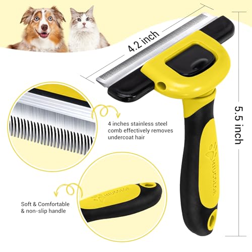 MIU COLOR Pet Grooming Brush, Deshedding Tool for Dogs & Cats-Effectively Reduces Shedding by up to 95% for Short Medium and Long Pet Hair
