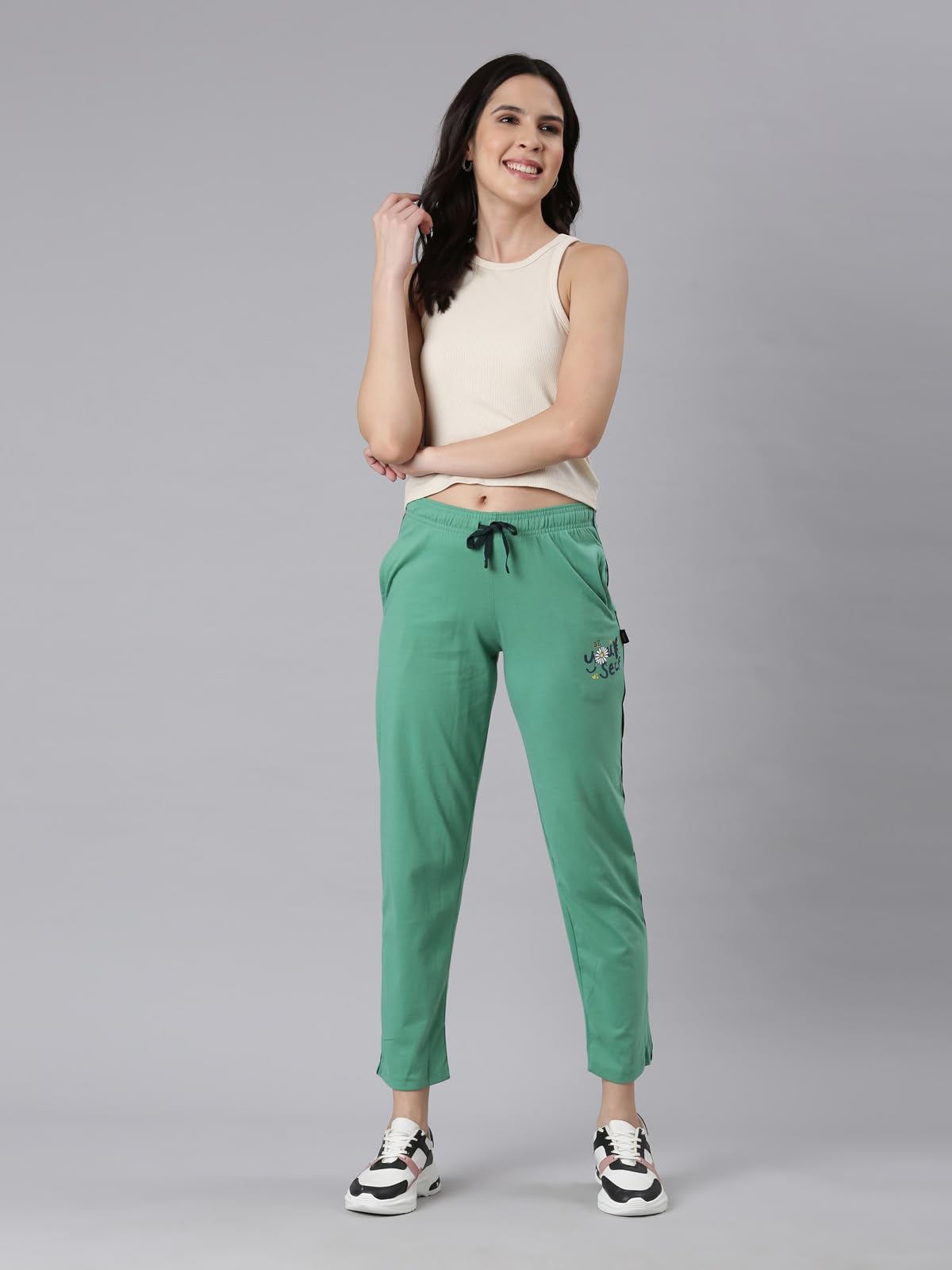 Dixcy Slimz Relaxed Fit Solid Straigth Length with Drawstring Jogger for Womens (Green) 2