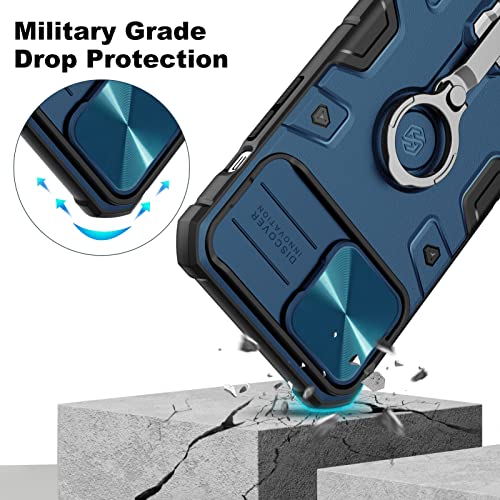 Nillkin Case For Iphone 13 Pro Max Case With Stand, Slide Camera Cover, Military Grade Shockproof Portective Case Compatible With Magsafe Wireless Charger&Magsafe Car Mount Holder, Blue #TOP4