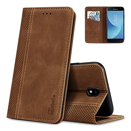 AKABEILA Handyhülle für Samsung Galaxy J3 2017/J3 Pro Hülle Hülle PU Leder Flip Hülle Ständer Brieftasche Schutzhülle Klapphülle Tasche Hülle mit Kartenfach Standfunktion Magnetisch