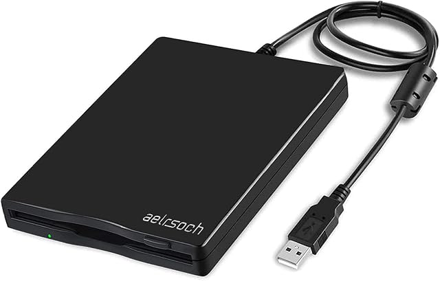 aelrsoch USB External Floppy Disk Drive, 3.5 inch floppy disk reader, 1.44 MB FDD portable floppy disk drive for PC Windows 2000 / XP / 7/8, no additional driver required, plug and play