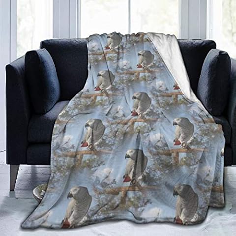 Meiya-Design Fleece Blanket 50" x 60"- Stunning African Grey Parrot Home Flannel Fleece Soft Warm Plush Throw Blanket for Bed/Couch/Sofa/Office/Camping Cover