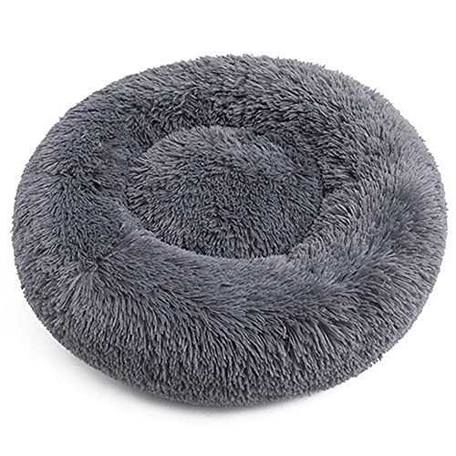 LFXIONG Letto per Gatti Rotondo，Cuccia Letto Rilassante per Cani Piccoli Gatti Canile,Cuscino per Gatti, Lavabile (Diametro 50 cm, grigio)