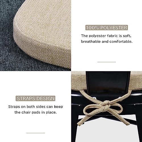 Baibu 14X14 Inches Metal Chairs Cushions With Ties Set Of 4, Non-Slip Metal Dining Chair Pads Kitchen Chair Cushions With Machine Washable Cover - 4 Cushions Only (Beige, 14X14X1.5In) #TOP2