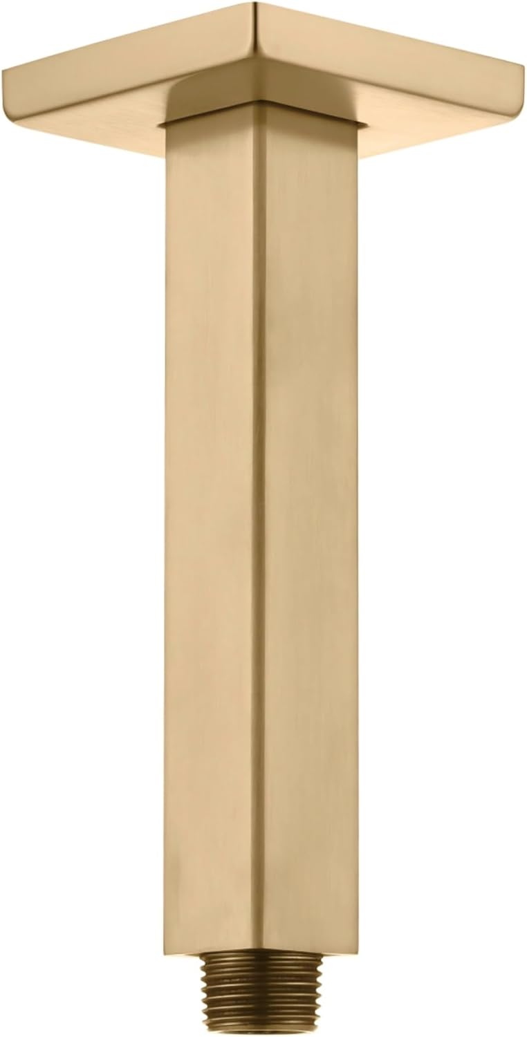 6 Inches Square Ceiling Mount Shower Arm and Flange, Champagne Bronze