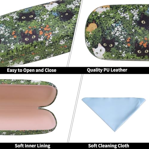 Image of PERFECTSIGHT Hard Shell Eyeglasses Case, PU Leather Protective Glasses Case, Cute Eyeglass Case for Women Men Girls