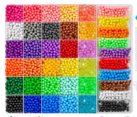 JOEJONI 30 Colores Juego de Recambio de cuentas de agua, 4000 cuentas de agua mágicas para niños, juego de iniciación de cuentas de agua, juego de recambio de cuentas con accesorios para manualidades