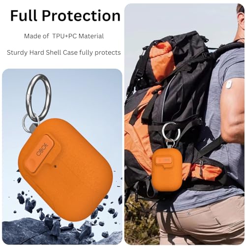 Image of Oboe Aegis Case 'Compatible with' Apple Airpods Pro 3 Case Full Protection Cover with Phone Stand, Magnetic Lock & Keyring (Stone Orange) [AIRPODS & Charging CASE NOT Included]