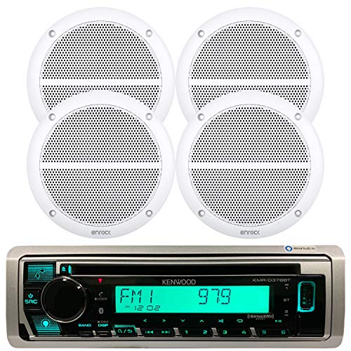 Kenwood Bluetooth Marine Radio Car ATV CD/MP3 USB iPod iPhone Pandora Player 4 6.5" Inch Marine Speakers System - Outdoor Marine Audio Kit