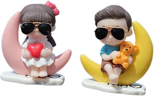 Miniatura 6 de Lindos adornos para coche, decoración de automóvil, figuras de acción de dibujos animados para parejas, decoración interior de automóvil, linda