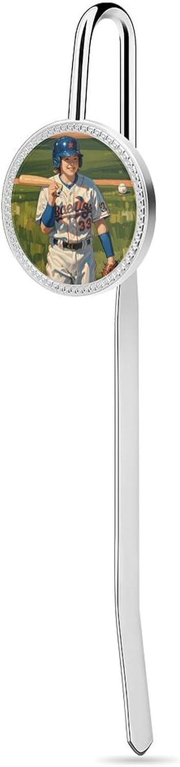 1.2″ Personalized Metal Bookmarks Baseball Printed Cool Bookmarks for Women Vintage Bookmark Hook Book Clip for Bookworm Bookmate Gift