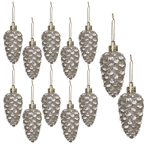 HERZWILD 12PCS Christbaumschmuck Zapfen zum Aufhängen Kunststoff Deko...