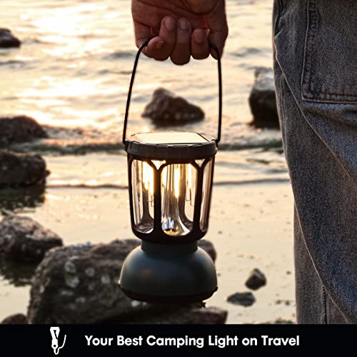 10-200Hrs Long Lasting Led Camping Lantern With 6000Mah, Hand Crank /Solar Powered /Type-C Rechargeable For Power Outages, Warm/Cold Light Stepless Dimmable 650 Lumen,(1 Pack) #TOP5