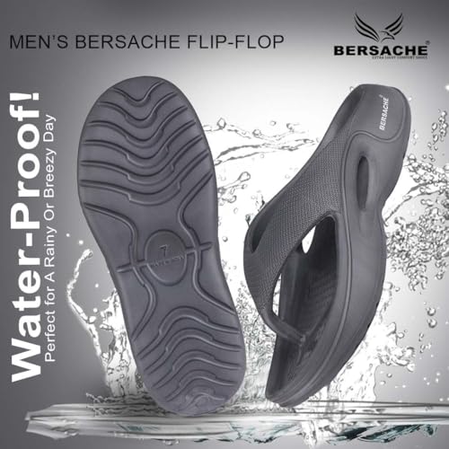 Image of BERSACHE Lightweight Stylish Flip Flop with Sole for Men (Grey)