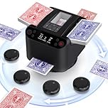 XPAW Automatic Card Shuffler and Dealer 2-in-1, 2 Deck 360° Rotating Dealing Machine for 12 Players, 4 Drawing Remotes, Rechargeable Playing Card Shuffler Machine for UNO, Poker, Phase 10(Black)