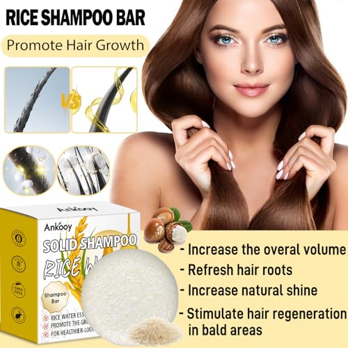 Image of Shampoo Bar,Rice Water for Hair Growth,Clarifying Shampoo for Build Up,Soap Bar,Shampoo for Thinning Hair for Women and Men,Dandruff Shampoo,Frizz Control Hair Care,Travel Shampoo,Sulfate-Free(2 Pack)