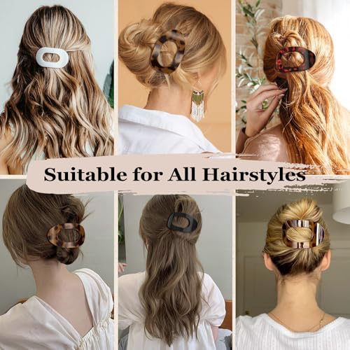 Elegante Haarklammer Flach, Benglatt Haarspangen Damen | Stilvolle Haarlösung für Jeden Anlass | Vielfarbiges Set mit Leopardenmuster (Schwarz, Weiß, Leopard