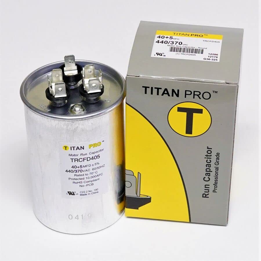 Replacement for TitanPro TRCFD405 HVAC Round Dual Motor Run Capacitor. 40/5 MFD/UF 440/370 Volts