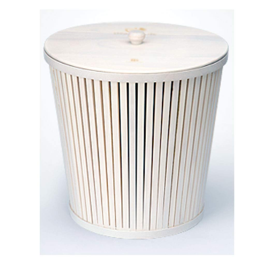 Trash Can Round Trash Can With Lid Trash Bin Garbage Can Wastebasket Garbage Container Bin for Narrow Spaces at Home or Office Waste Bin (Color : White)