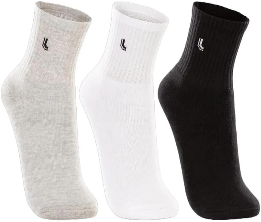 Kit 3 pares Meia Cano Médio, Básica, Lupo, adulto-unissex, Branca/Cinza/Preta, 41 a 44, G