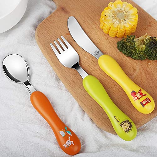 Foto von Lehoo Castle KinderBesteck, 6-teilig KinderBesteck Edelstahl, Kleinkind Gabeln Löffel Messer Set, Baby Löffel Gabel Messer