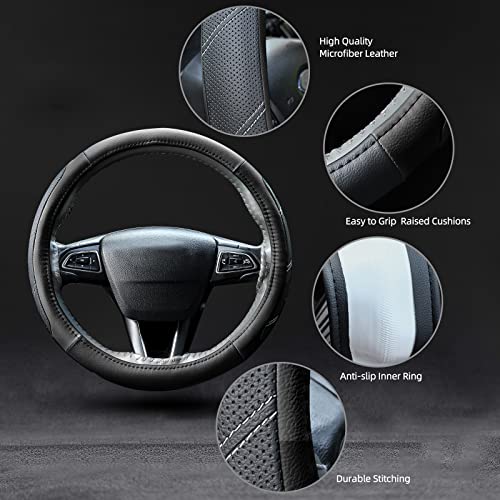 Didida Microfiber Leather Steering Wheel Cover Sporty Car Wheel Cover For Men And Women Universal 14 1/2 Inch To 15 Inch Breathable For Car Truck Suv Black #TOP4